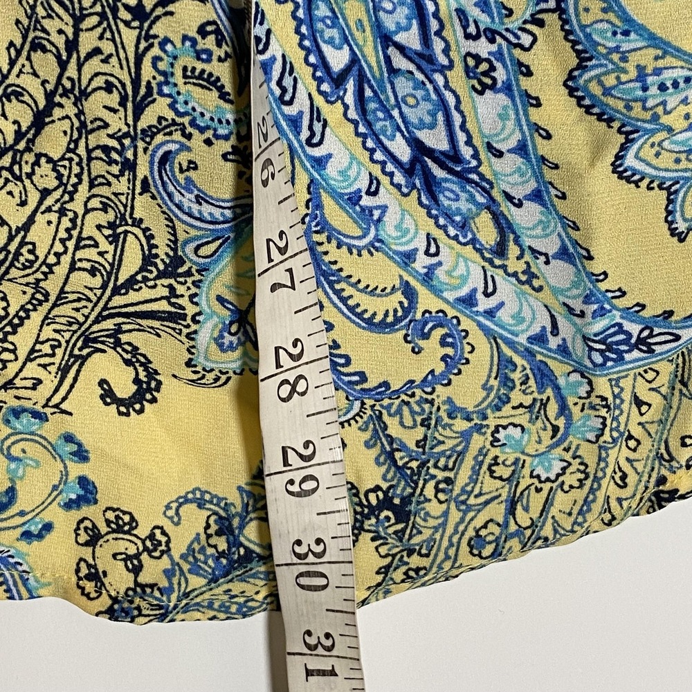 New Directions Top Womens Small Yellow Blue Paisley Sleeveless Tunic Blouse - Picture 14 of 15